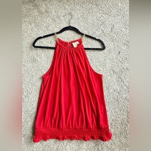 Michael Kors Red Ruffled Tank Top